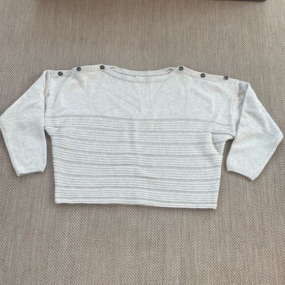 Prana Sweater Womens XL Oatmeal Knit Pullover Boho Crop Casual Cotton - Picture 1 of 6